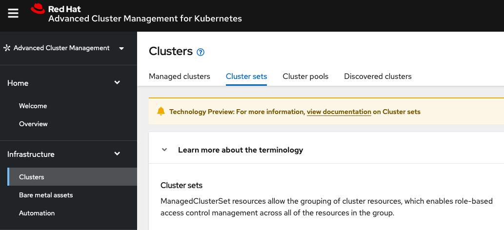 ACM Create new Cluster set