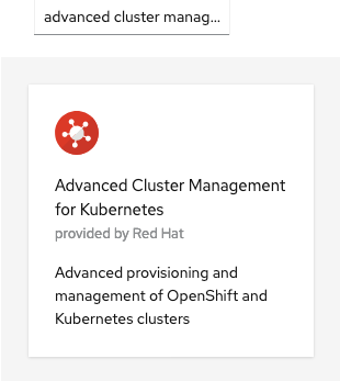 OperatorHub filter for Advanced Cluster Management