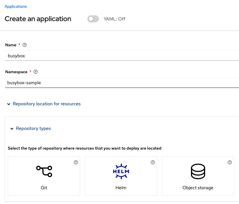 ACM Application name and namespace