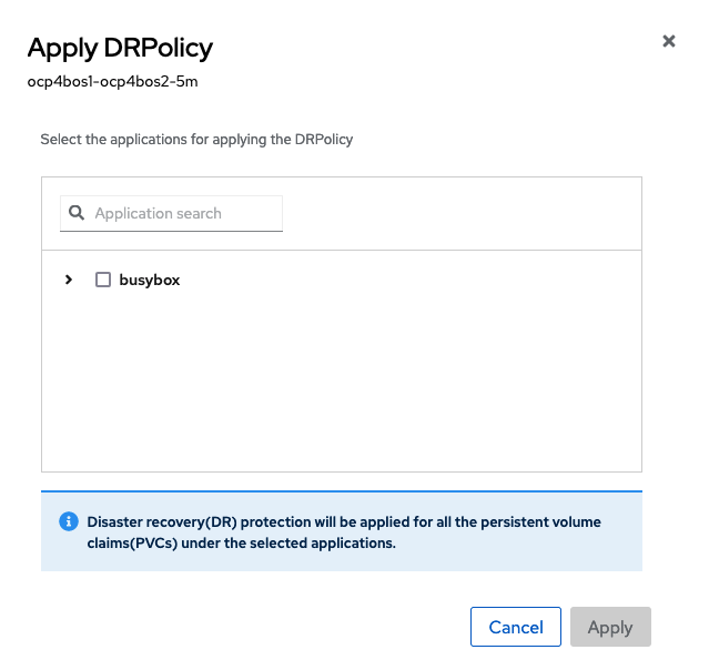 DRPolicy select application