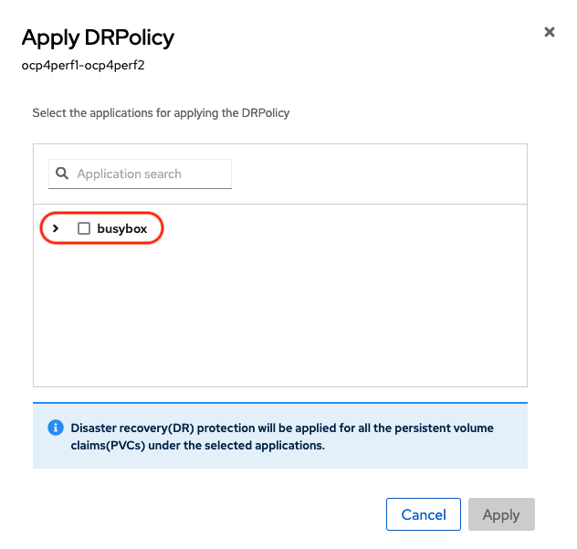 DRPolicy select application