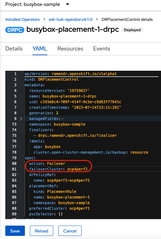 DRPlacementControl add action Failover