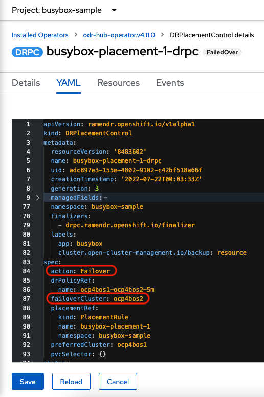 DRPlacementControl add action Failover